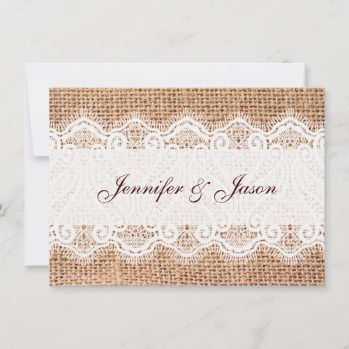 Rustic Country Burlap and Lace Wedding Invitations
