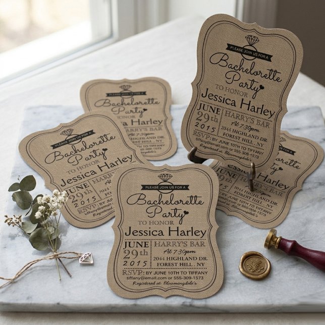 Rustic Country Burlap Bachelorette Party Invitation (Creator Uploaded)
