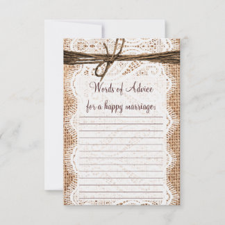 Rustic Country Burlap Bridal Advice Cards