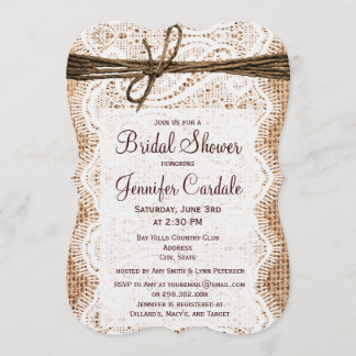 Rustic Country Burlap Bridal Shower Invitations