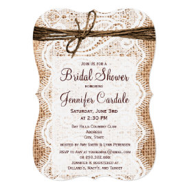 Rustic Country Burlap Bridal Shower Invitations