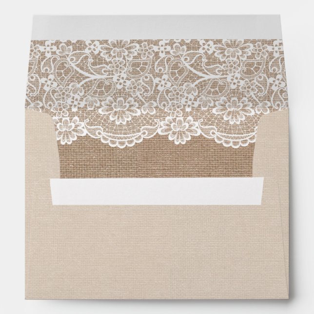 Rustic Country Burlap Elegant Lace Wedding 5x7 Envelope (Back (Bottom))