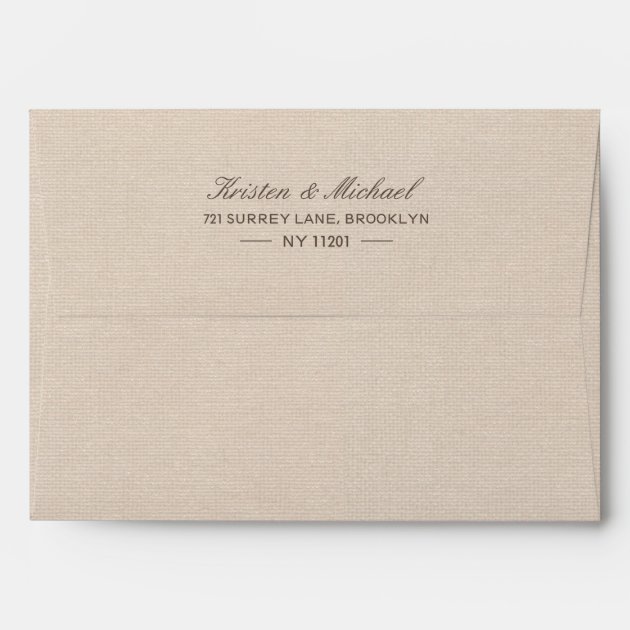 Rustic Country Burlap Elegant Lace Wedding 5x7 Envelope