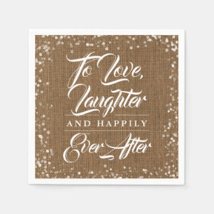 Rustic Country Burlap Happily Ever After Wedding Napkins