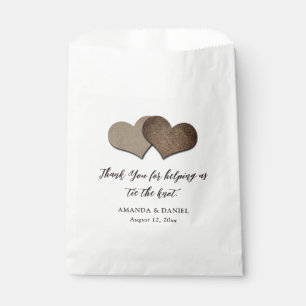 Rustic Country Burlap Hearts Wedding Favor Bag