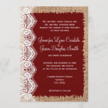 Rustic Country Burlap Lace Red Wedding Invitations