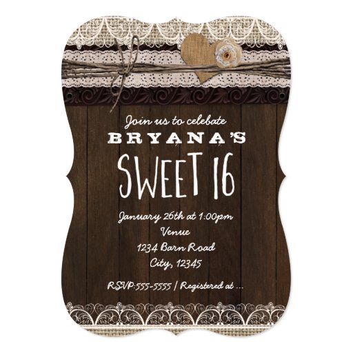 Rustic Sweet 16 Invitations 9