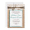 Rustic Country Burlap Lace Teal Wedding Invitation
