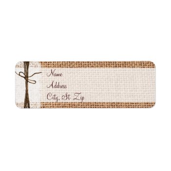 Rustic Country Burlap Lace Twine  Address Labels by CustomWeddingSets at Zazzle