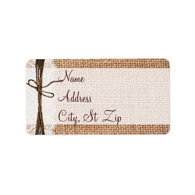 Rustic Country Burlap Lace Twine  Address Labels (Front)