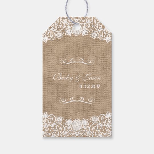 rustic country burlap lace wedding gift tags zazzle com