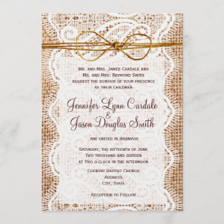 Rustic Country Burlap Lace Wedding Invitations