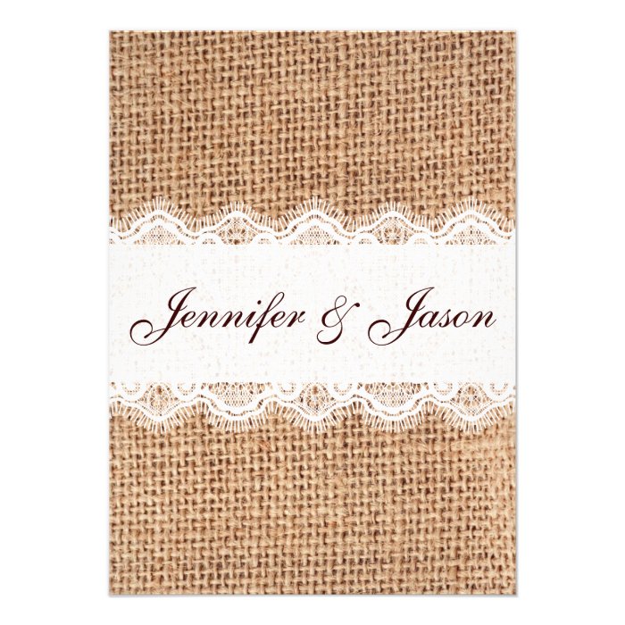 Rustic Country Burlap Lace Wedding Invitations