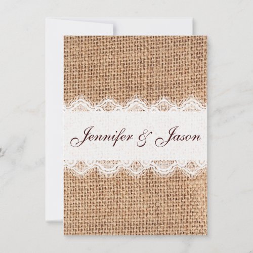 Rustic Country Burlap Lace Wedding Invitations