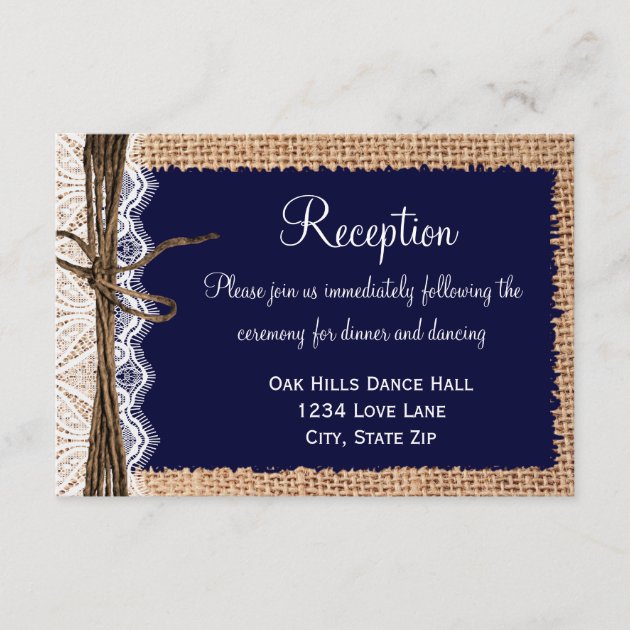 Rustic Country Burlap Lace Wedding Reception Cards