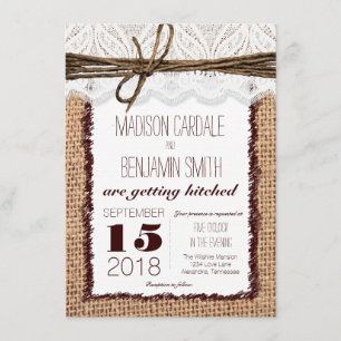 Rustic Country Burlap Print Wedding Invitations