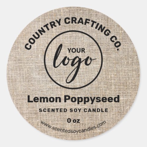 Rustic Country Burlap Soy Candle Labels