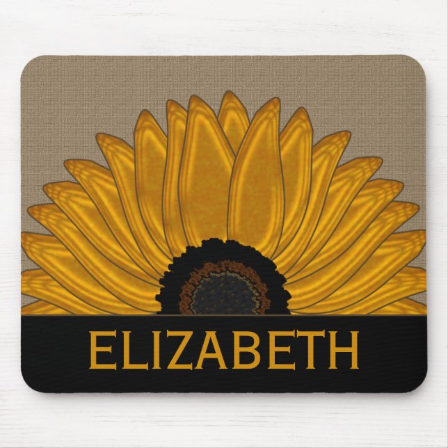 .Rustic Country Burlap Sunflower Wedding Favors Mouse Pad (Front)