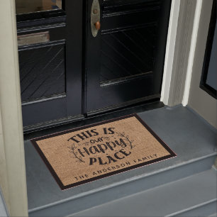 Rustic Country Burlap This is Our Happy Place Doormat