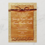 Rustic Country Burlap Twine Bow Wedding Invitation