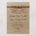 Rustic Country Burlap Twine Bow Wedding Invitation