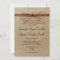 Rustic Burlap (Brown Bow) Wedding Stamps - Luxury Wedding Invites