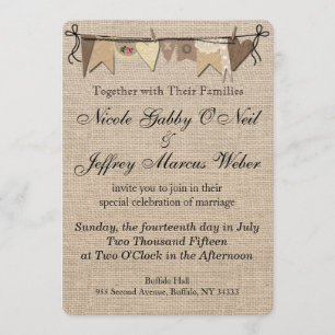 Rustic Country Burlap Wedding Invitation