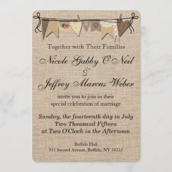 Rustic Country Burlap Wedding Invitation by My_Wedding_Bliss at Zazzle