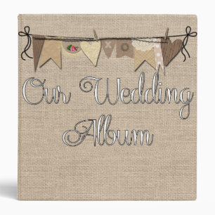 Rustic Country Burlap Wedding Photo Album Binder