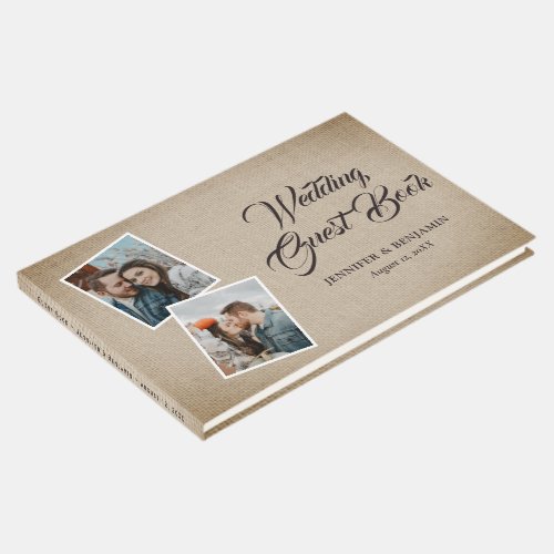 Rustic Country Burlap Wedding Photo Guest Book