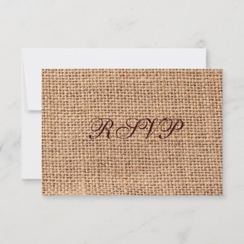 Rustic Country Burlap Wedding RSVP Cards