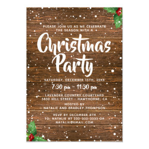 Rustic Country Business Company Christmas Party Invitation