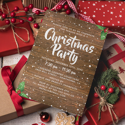 Rustic Country Business Company Christmas Party Invitation | Zazzle