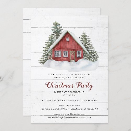 Rustic Country Cabin Christmas Party Invitation 