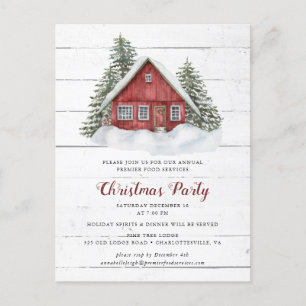 Rustic Country Cabin Christmas Party Invitation Postcard