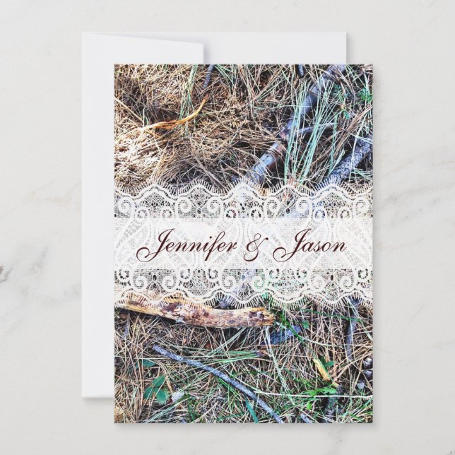 Rustic Country Camo Camouflage Wedding Invitations (Front)