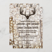 Rustic Country Camo Hunting Antlers Wedding Invite (Front/Back)