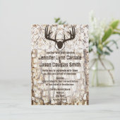 Rustic Country Camo Hunting Antlers Wedding Invite (Standing Front)