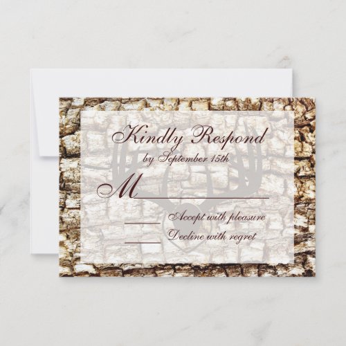 Rustic Country Camo Hunting Antlers Wedding RSVP