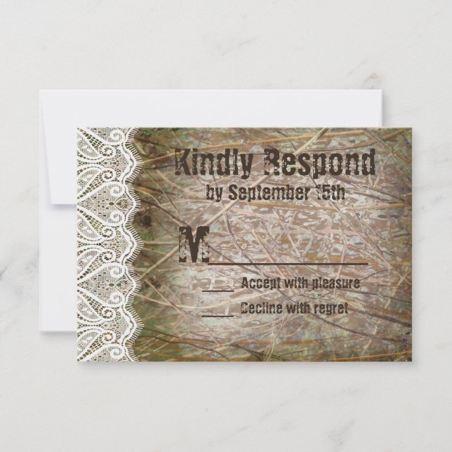 Rustic Country Camo Hunting Wedding RSVP Cards (Front)