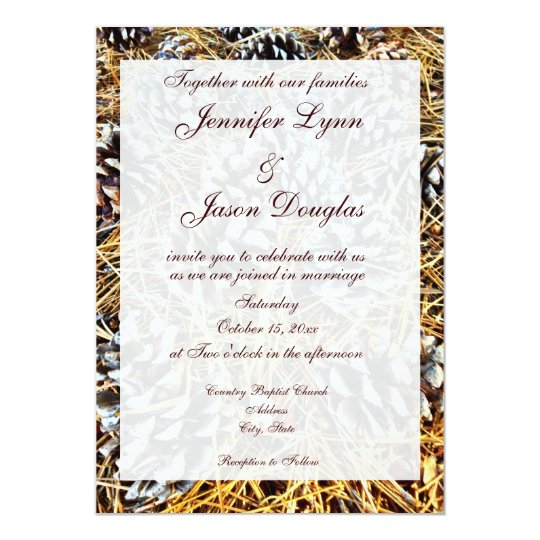 Rustic Country Camo Pine Cones Wedding Invitations | Zazzle.com