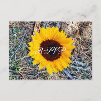 Rustic Country Camo Sunflower Wedding RSVP Cards