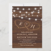 Rustic Country Carved Wood Heart Wedding Invitation (Front)