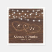 Rustic Country Carved Wood Heart Wedding Napkins (Front)