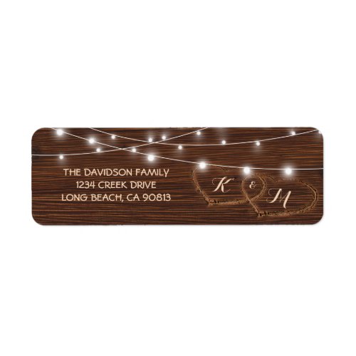 Rustic Country Carved Wooden Heart Label - Country barn address labels featuring a rustic wood background, two carved hearts, your initials, name and address. Click on the “Customize it” button for further personalization of this template. You will be able to modify all text, including the style, colors, and sizes. You will find matching items further down the page, if however you can't find what you looking for please contact me.