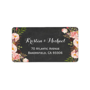 Rustic Country Chalkboard Beautiful Floral Label