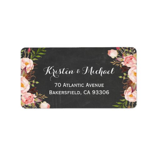 Rustic Country Chalkboard Beautiful Floral Label