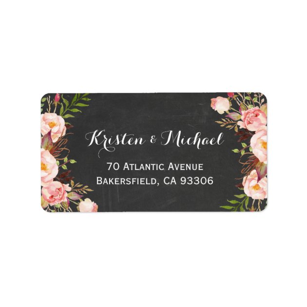 Rustic Country Chalkboard Beautiful Floral Label