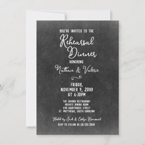 Rustic Country Chalkboard Fall Rehearsal Dinner Invitation