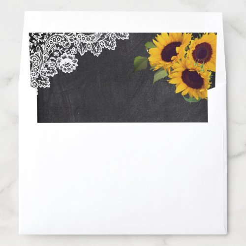 Rustic Country Chalkboard Lace Sunflower Wedding Envelope Liner